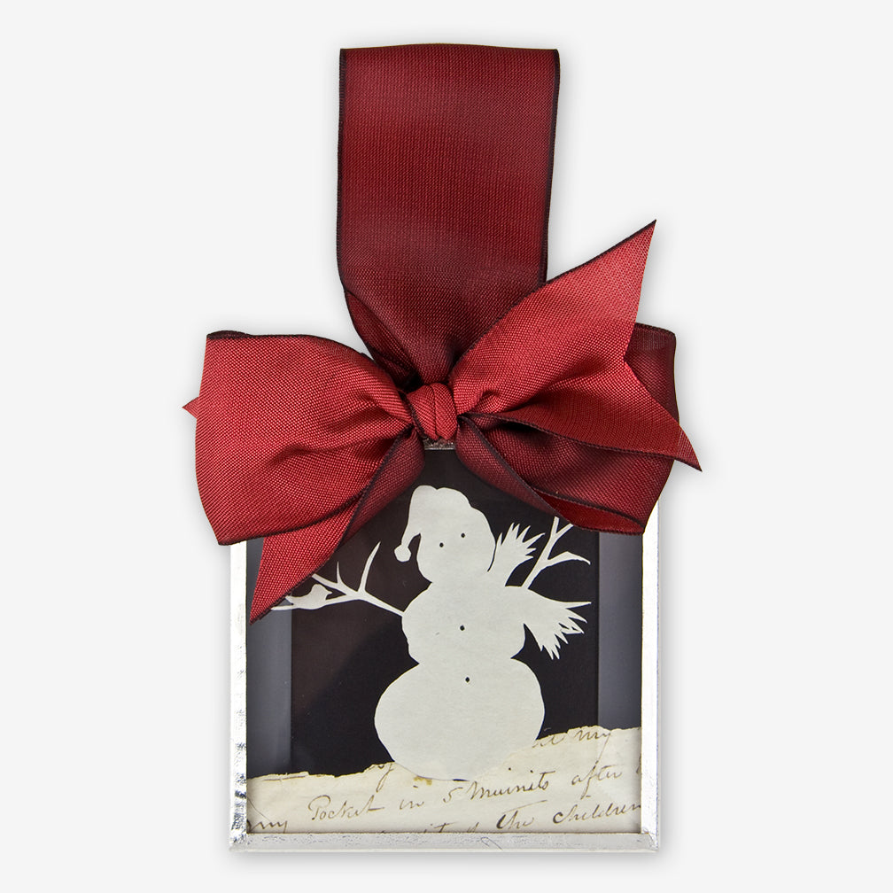 Silhouettes and More: Beveled Glass Ornaments: Snowman with Black Background