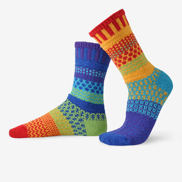 Solmate Socks: Adult Crew Socks: Rainbow