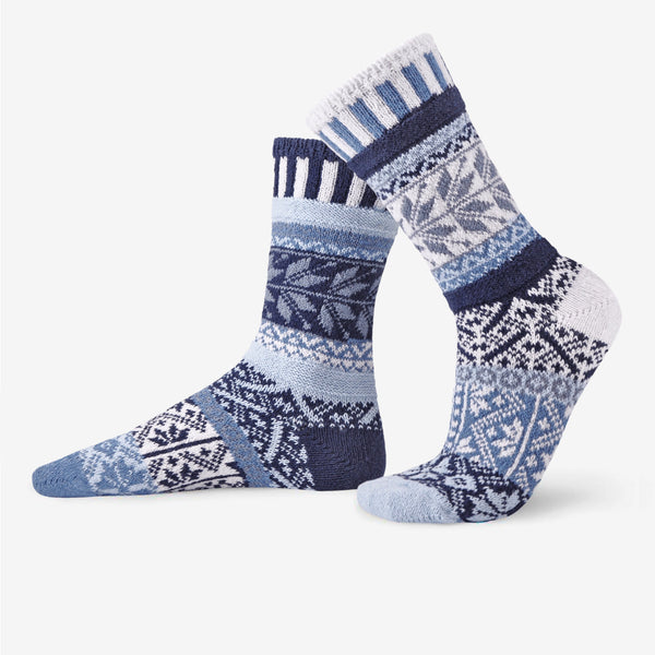 Solmate Socks: Adult Crew Socks: Snowdrop