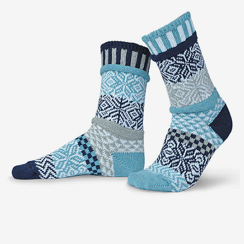 Solmate Socks: Adult Crew Socks: Snowfall