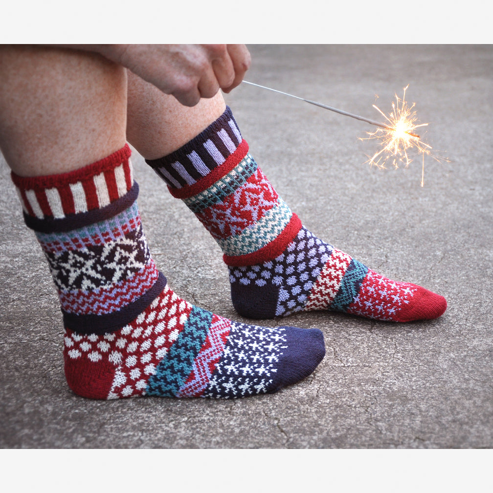 Solmate Socks: Adult Crew Socks: Stars & Stripes