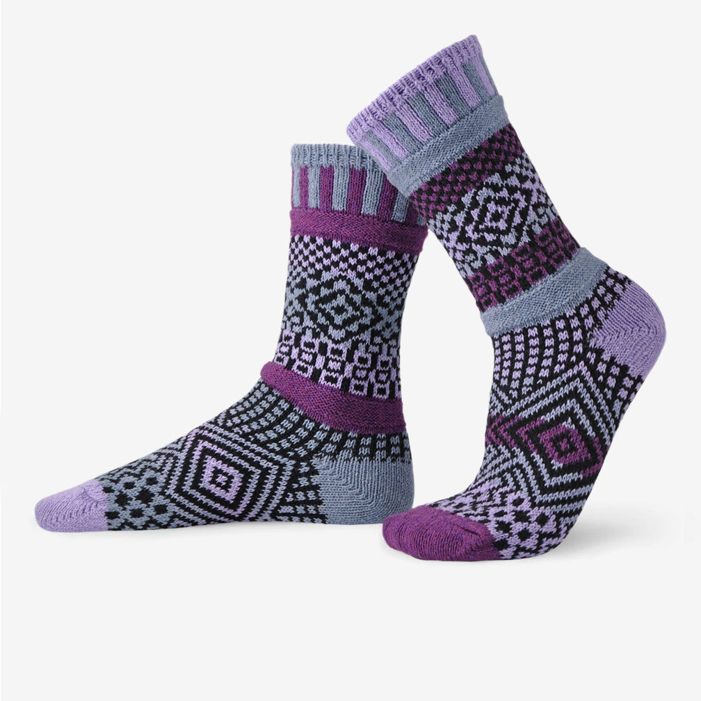 Solmate Socks: Adult Crew Socks: Wisteria
