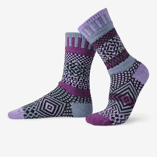 Solmate Socks: Adult Crew Socks: Wisteria