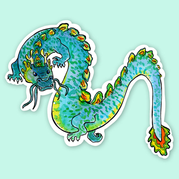 SquidCat, Ink Sticker: Dragon, Blue