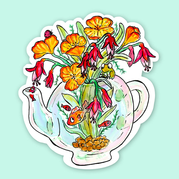 SquidCat, Ink Sticker: Teapot Garden