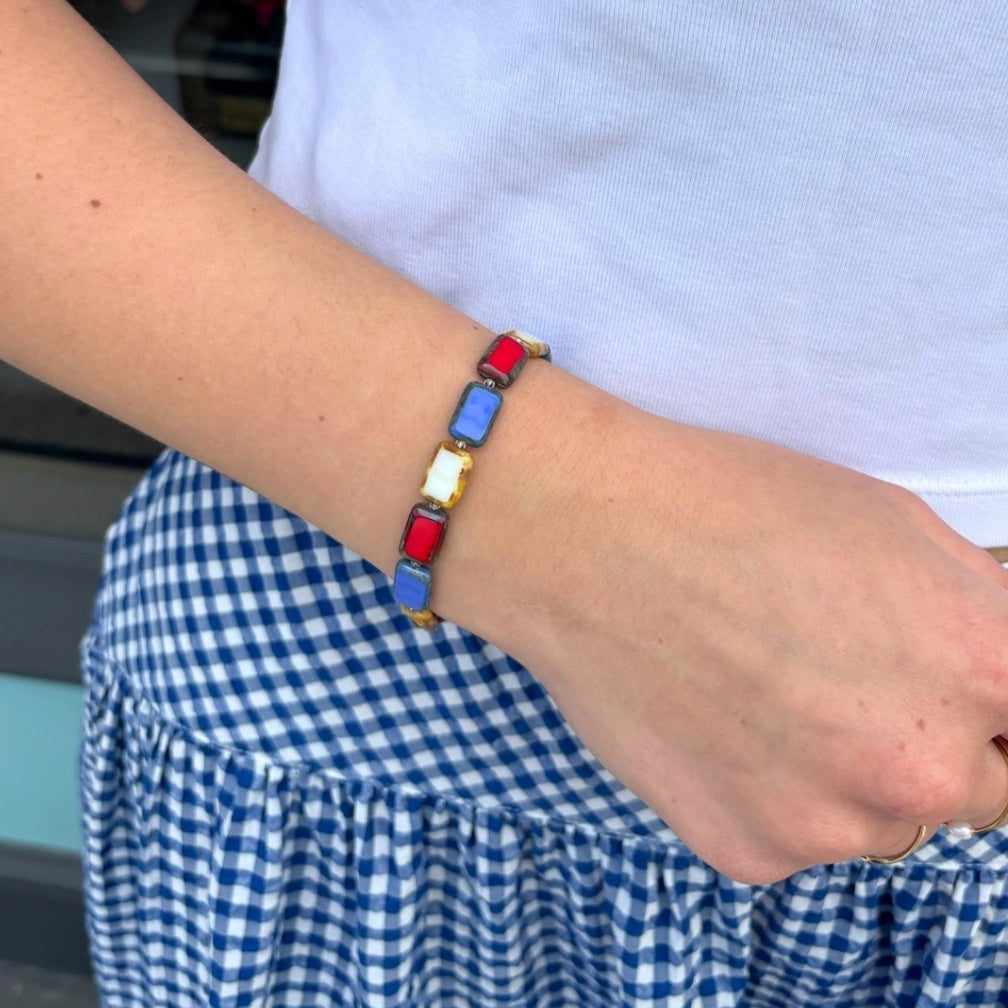 Stefanie Wolf Designs: Bracelet: Trilogy, 1-Strand Red White & Blue