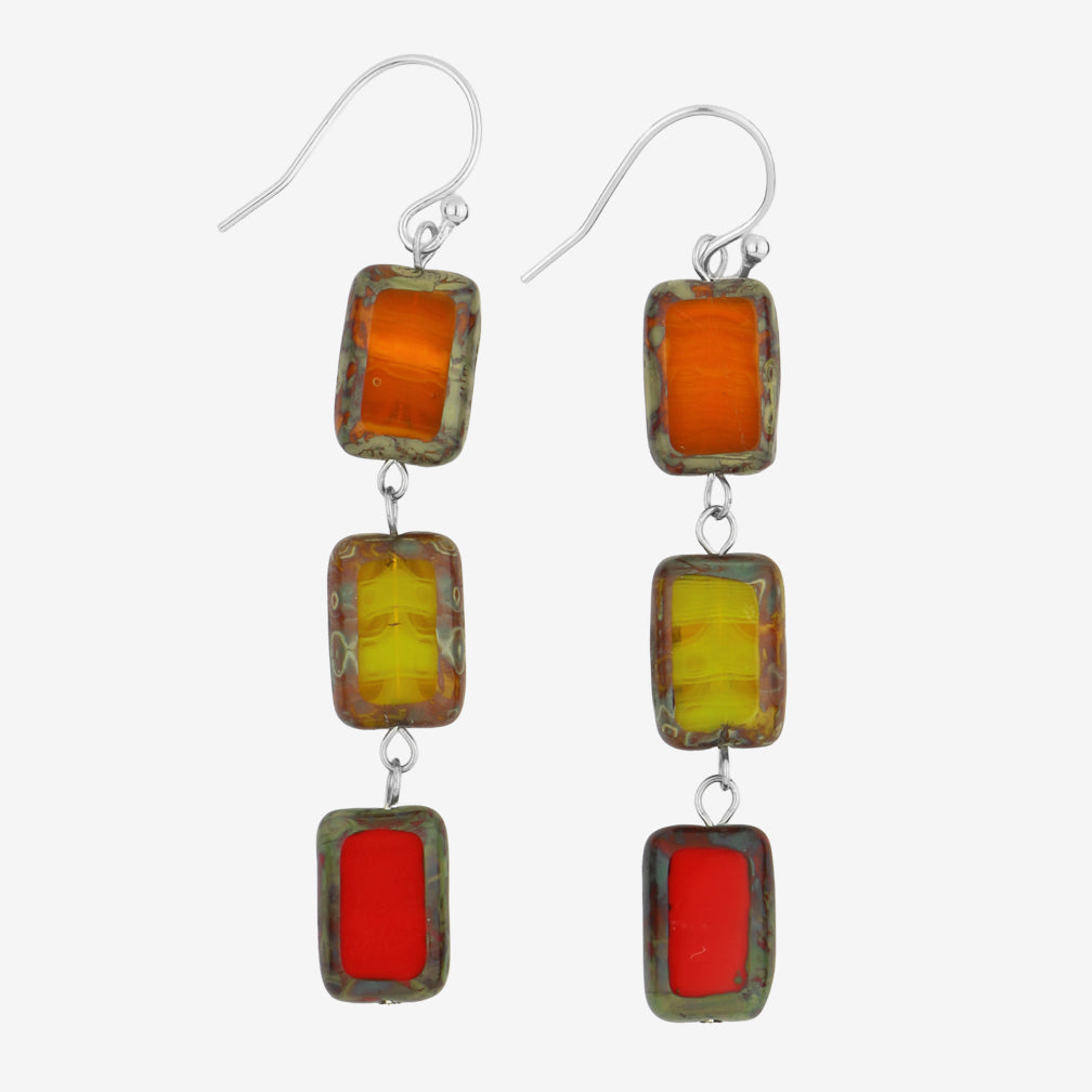 Stefanie Wolf Designs: Earrings: Trilogy, Triple Tile Fire Mix