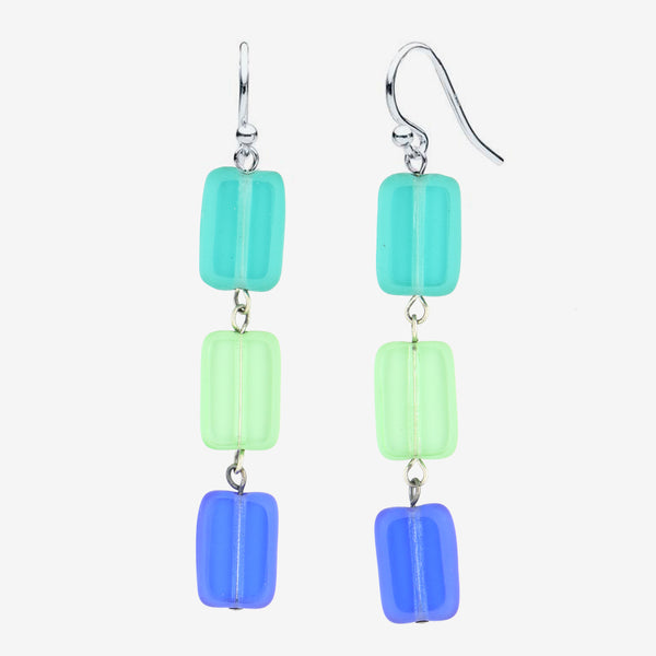Stefanie Wolf Designs: Earrings: Trilogy, Triple Tile Seaglass Mix