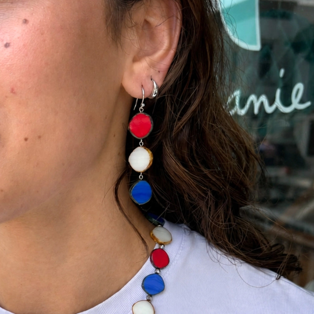 Stefanie Wolf Designs: Earrings: Full Circle, Triple Circle Red White & Blue