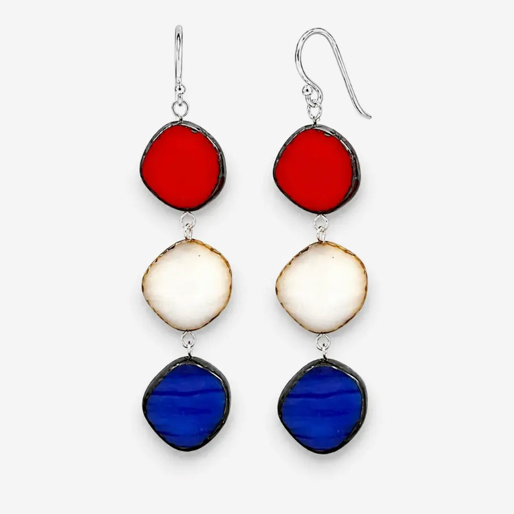Stefanie Wolf Designs: Earrings: Full Circle, Triple Circle Red White & Blue