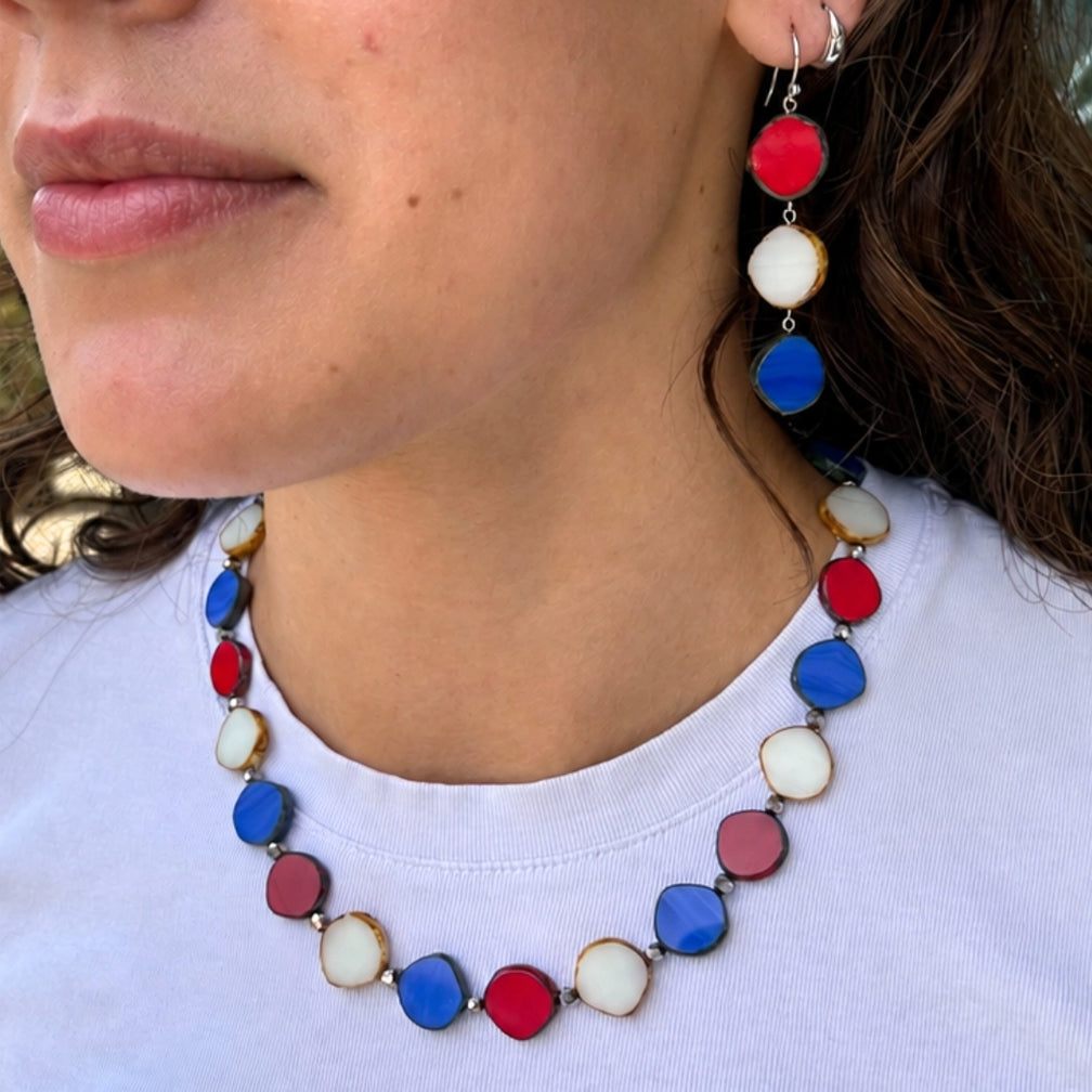 Stefanie Wolf Designs: Necklace: Full Circle, Small Red White & Blue