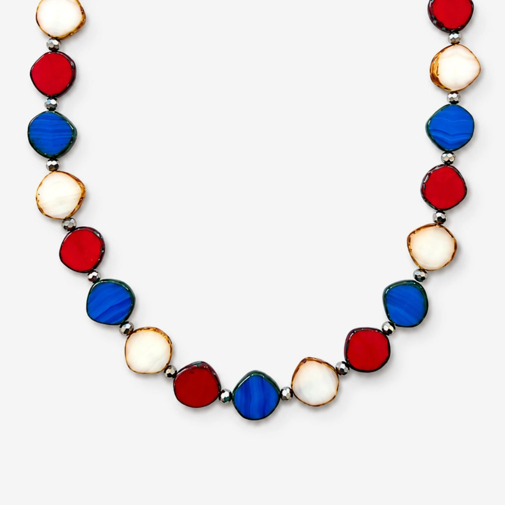 Stefanie Wolf Designs: Necklace: Full Circle, Small Red White & Blue