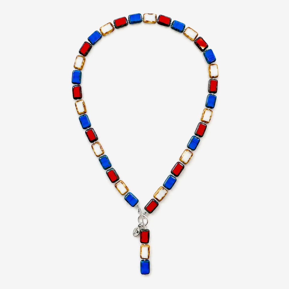 Stefanie Wolf Designs: Necklace: Trilogy, 18" Red White & Blue