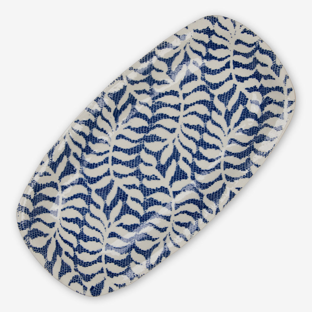 Terrafirma Ceramics: Large Oblong Tray: Fern Cobalt