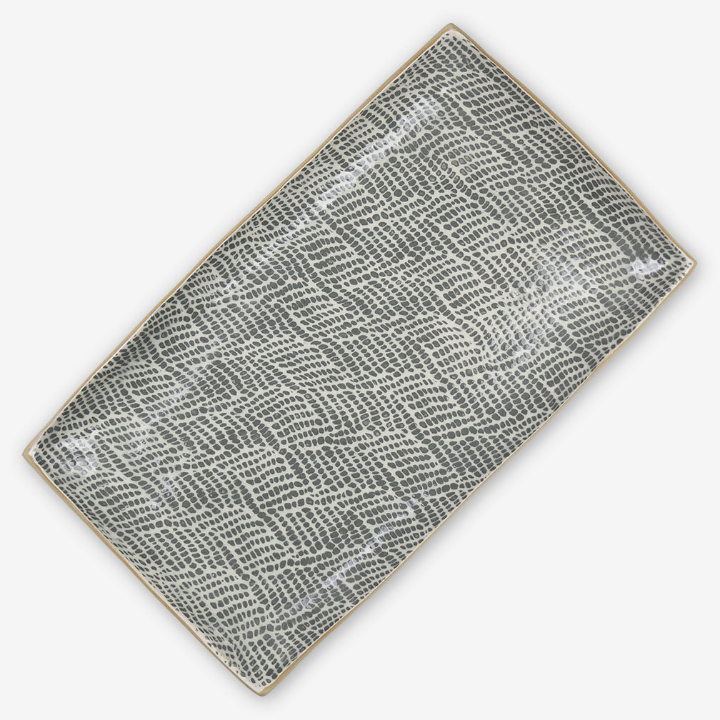 Terrafirma Ceramics: Medium Rectangular Stacking Tray: Braid Charcoal