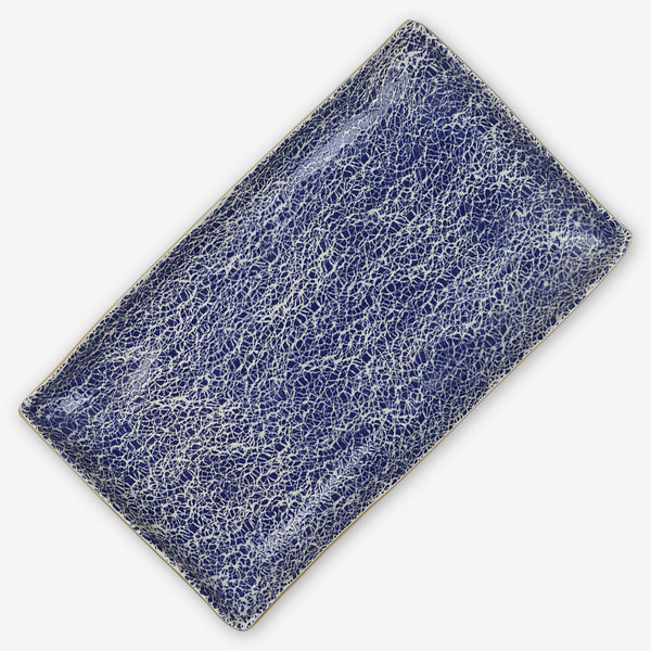 Terrafirma Ceramics: Medium Rectangular Stacking Tray: Crackle Cobalt