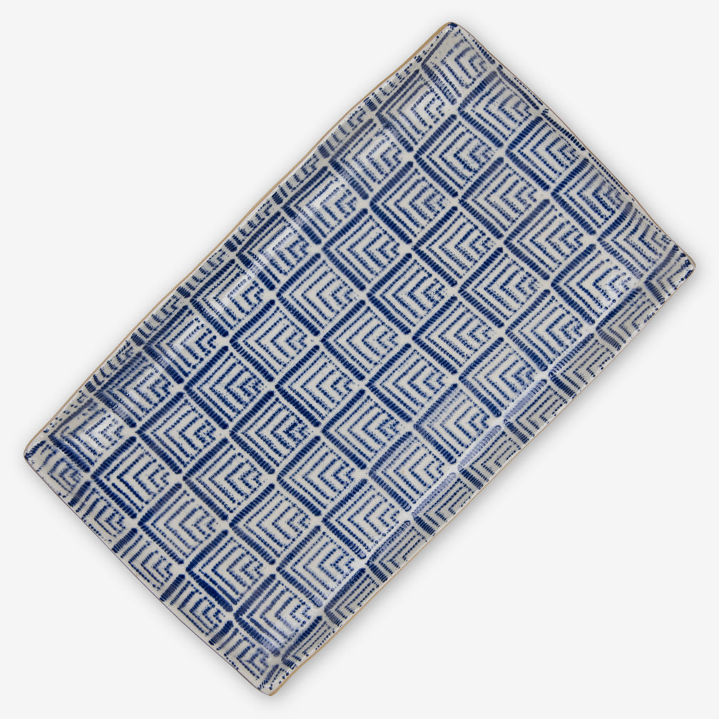 Terrafirma Ceramics: Medium Rectangular Stacking Tray: Deco Cobalt