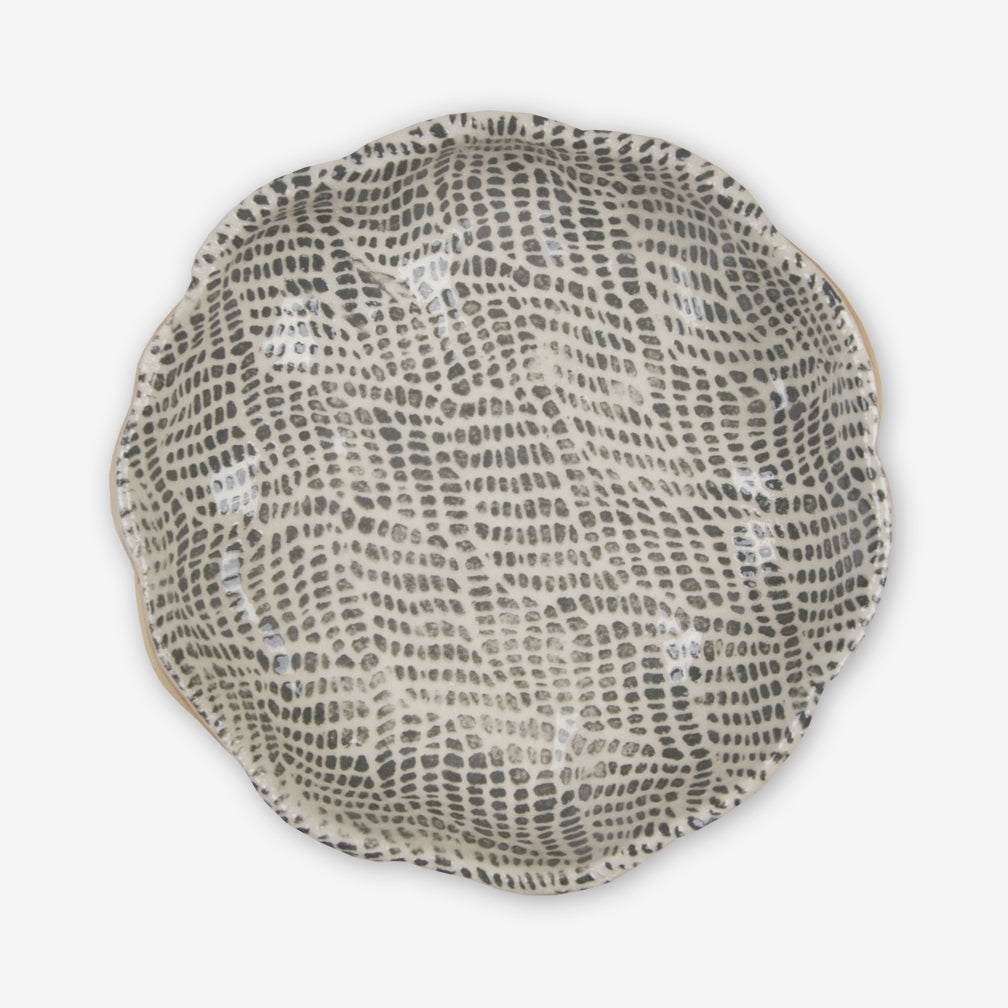 Terrafirma Ceramics: Scallop Bowl, Medium: Braid Charcoal