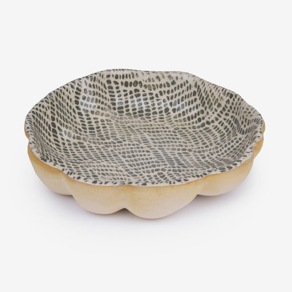 Terrafirma Ceramics: Scallop Bowl, Medium: Braid Charcoal