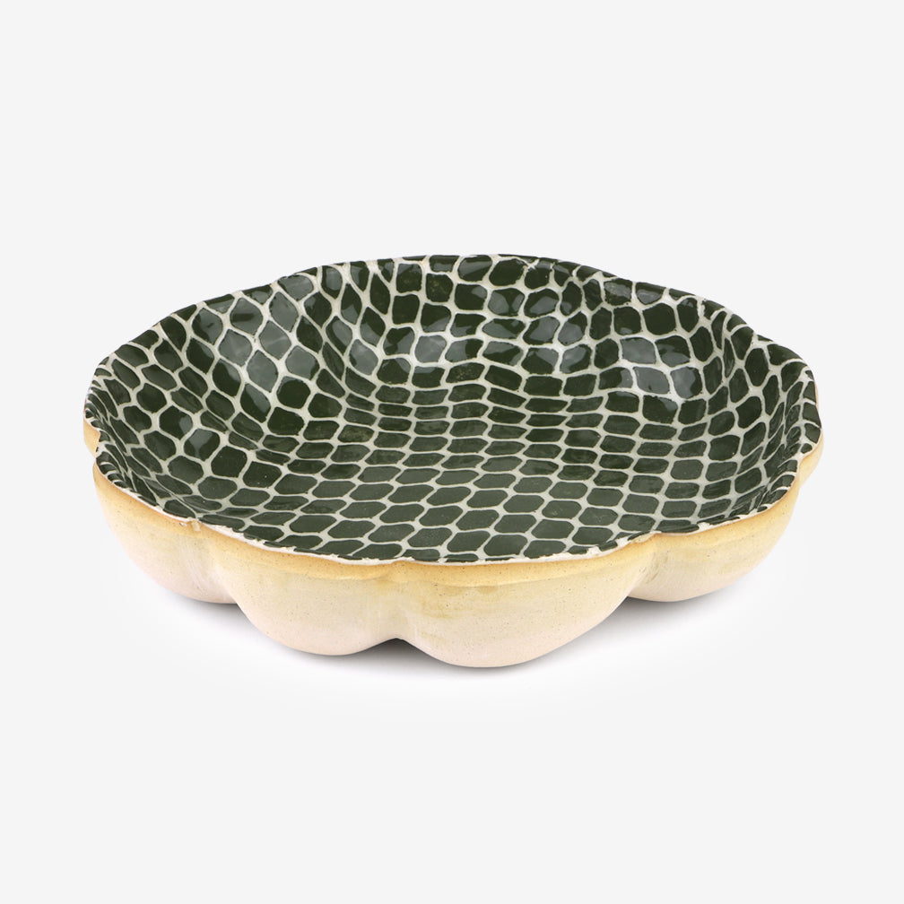 Terrafirma Ceramics: Scallop Bowl, Medium: Taj Pine