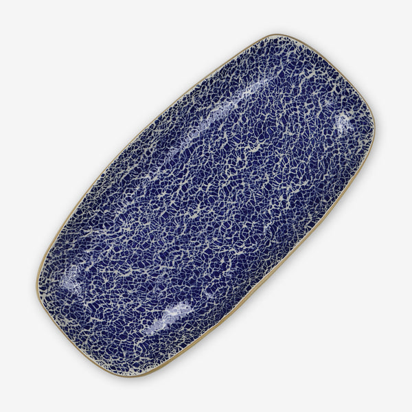 Terrafirma Ceramics: Small Oblong Tray: Crackle Cobalt