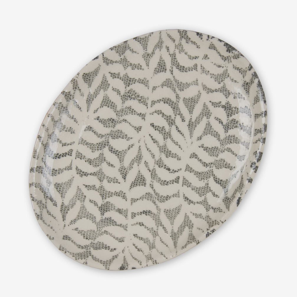 Terrafirma Ceramics: Small Oval Platter: Fern Charcoal