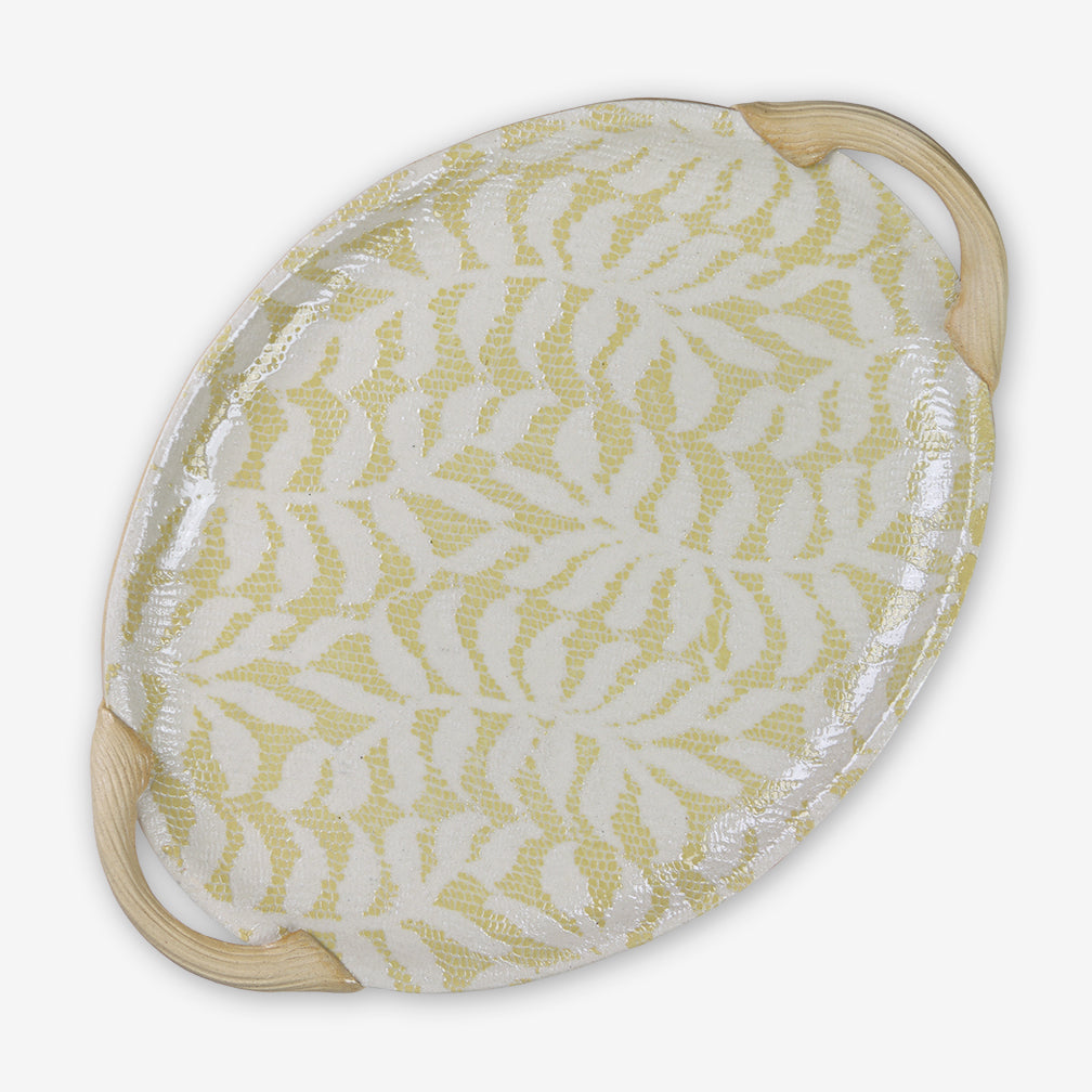 Terrafirma Ceramics: Small Oval Platter with Handles: Fern Butter