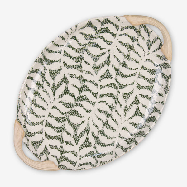 Terrafirma Ceramics: Small Oval Platter with Handles: Fern Pine