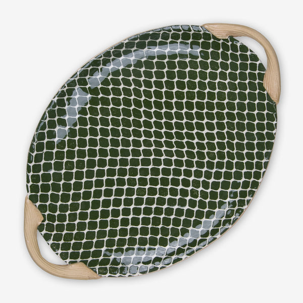 Terrafirma Ceramics: Small Oval Platter with Handles: Taj Pine