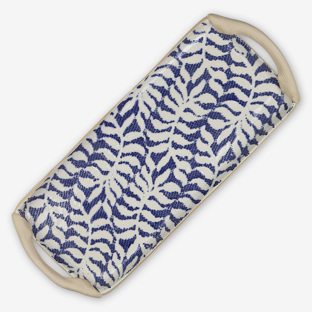 Terrafirma Ceramics: Tart Tray with Handles: Fern Cobalt
