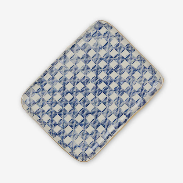 Terrafirma Ceramics: Tidbit Tray: Checker Cobalt