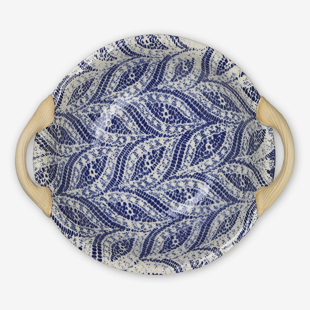 Terrafirma Ceramics: Veggie Bowl with Handles: Paisley Cobalt