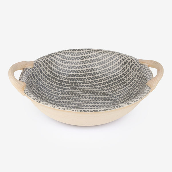 Terrafirma Ceramics: Veggie Bowl with Handles: Strata Charcoal
