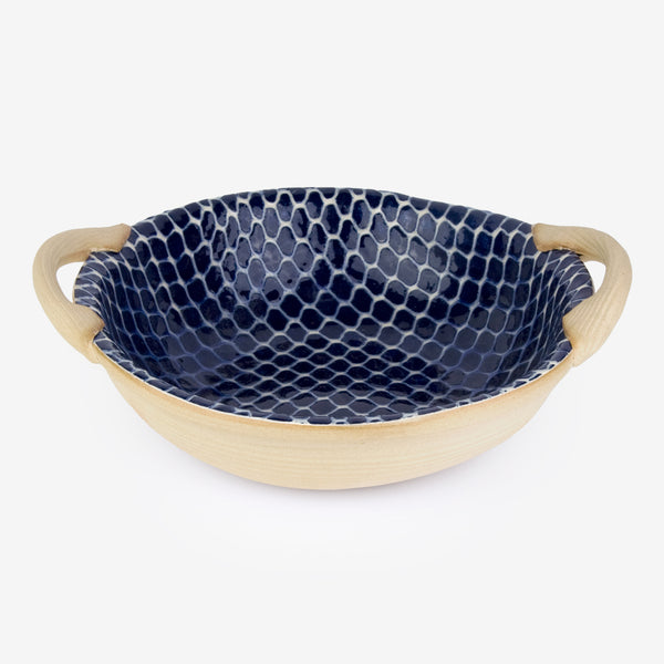 Terrafirma Ceramics: Veggie Bowl with Handles: Taj Cobalt