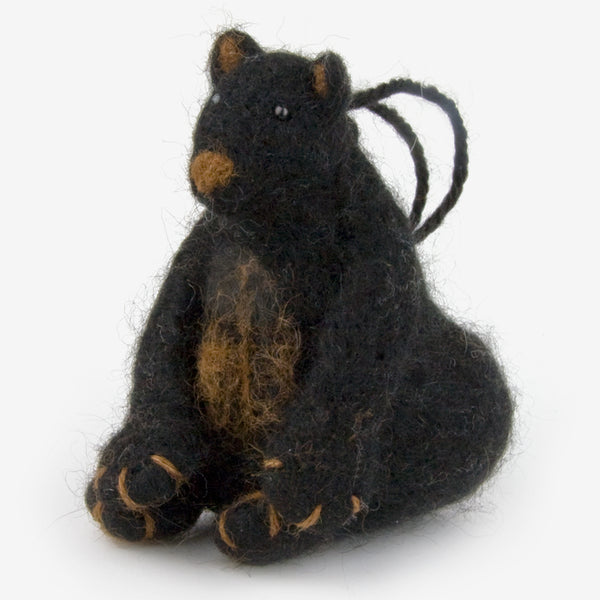 The Au Gres Sheep Factory: Needlefelt Ornaments: Black Bear Sitting