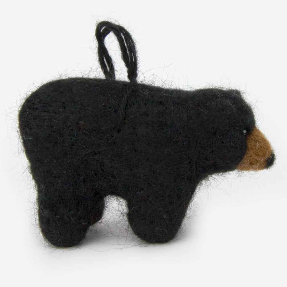 The Au Gres Sheep Factory: Needlefelt Ornaments: Black Bear Standing