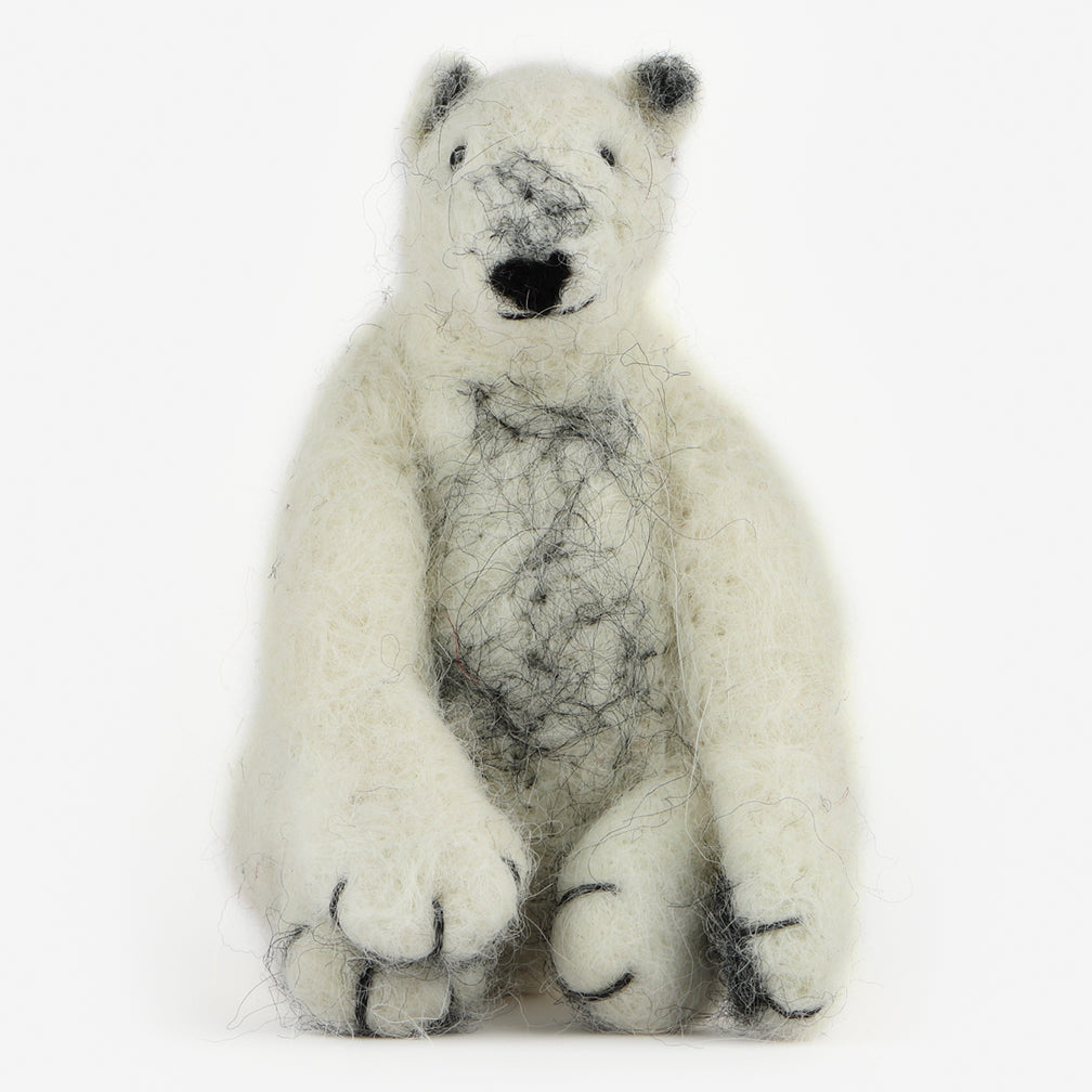 The Au Gres Sheep Factory: Needlefelt Ornaments: Polar Bear Sitting