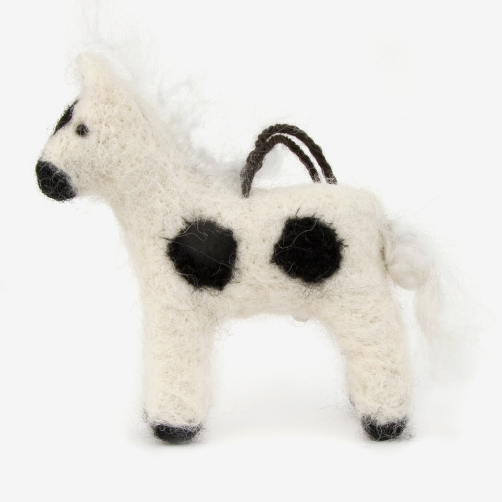 The Au Gres Sheep Factory: Needlefelt Ornaments: Pony Black + White