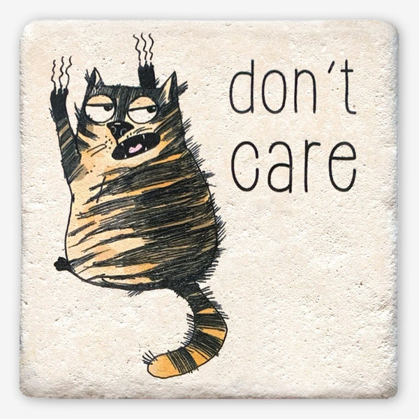 Tipsy Coasters: Don't Care (Cat)