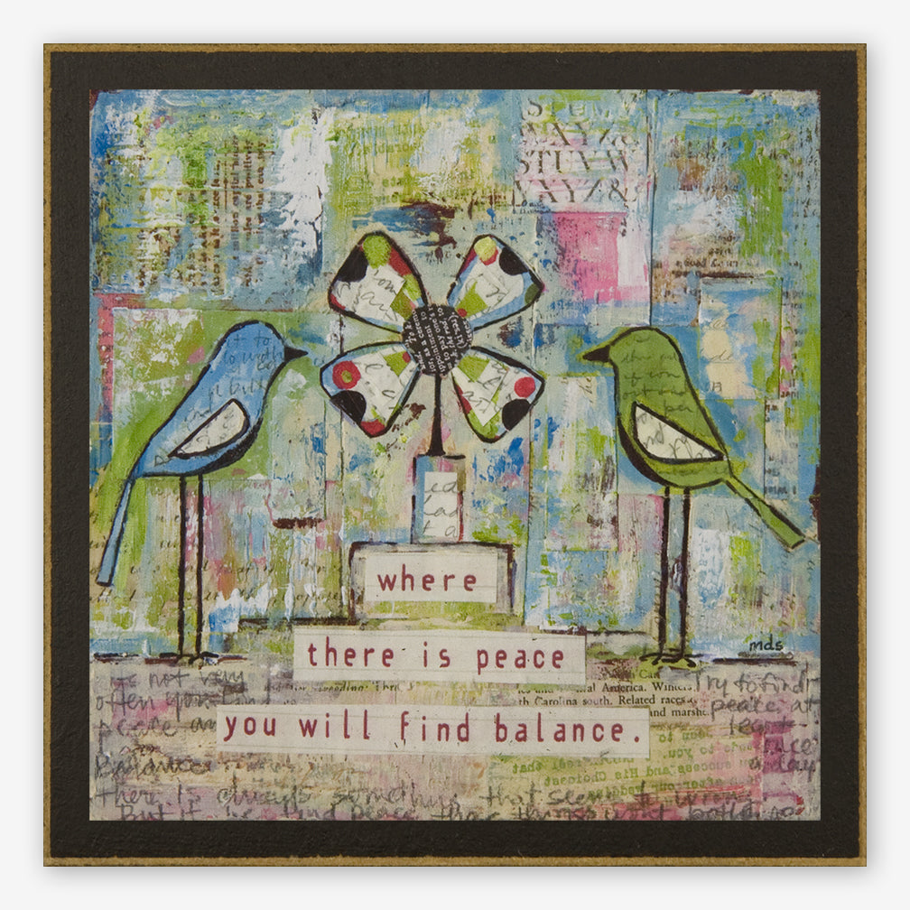 Vintage Girl Designs Wood Plaque: Peace