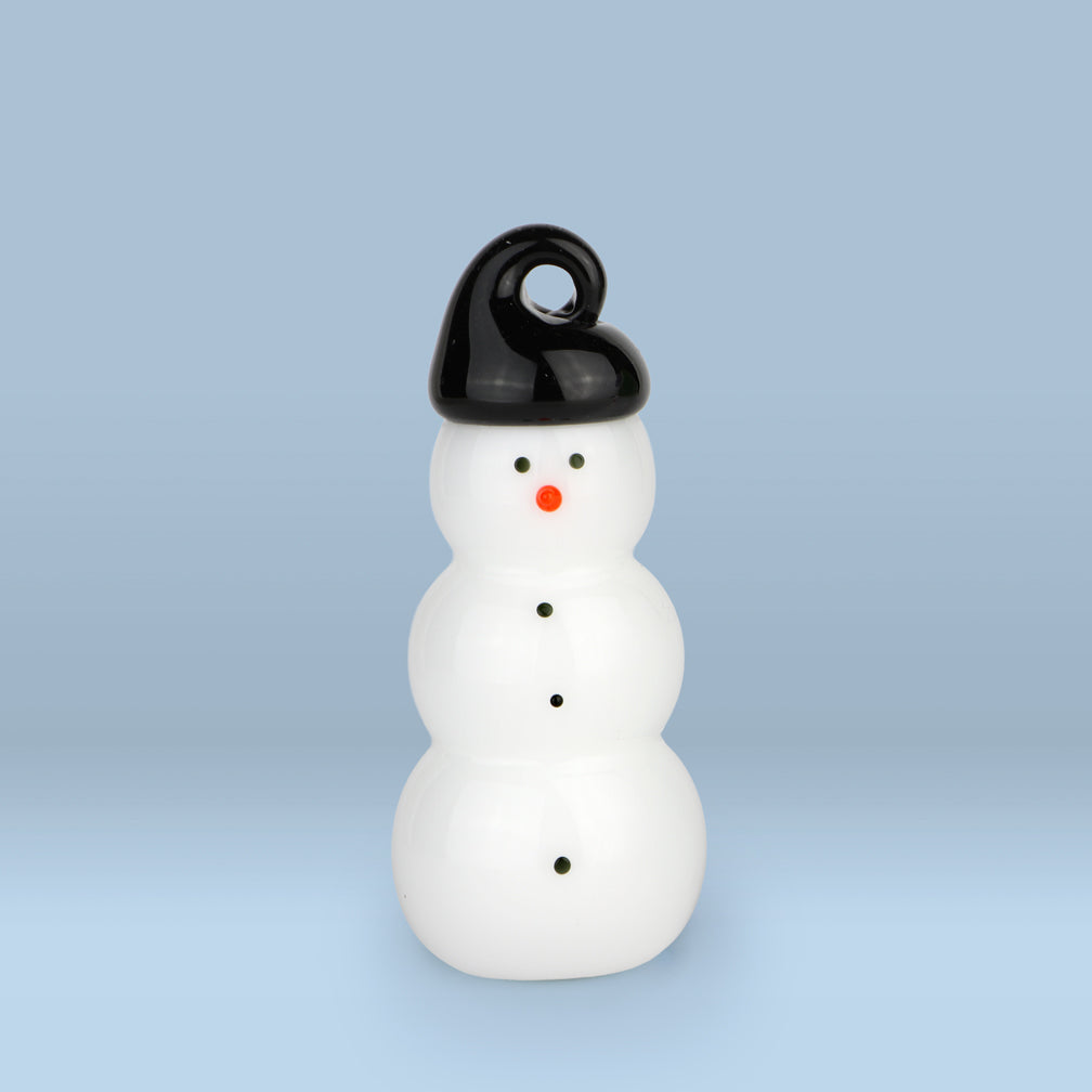 Vitrix Hot Glass Studio: Snowmen Ornaments: Black Hat