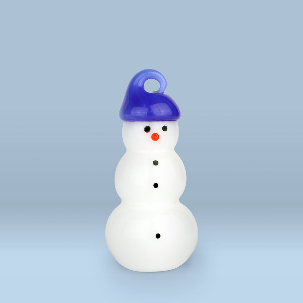 Vitrix Hot Glass Studio: Snowmen Ornaments: Blue Hat