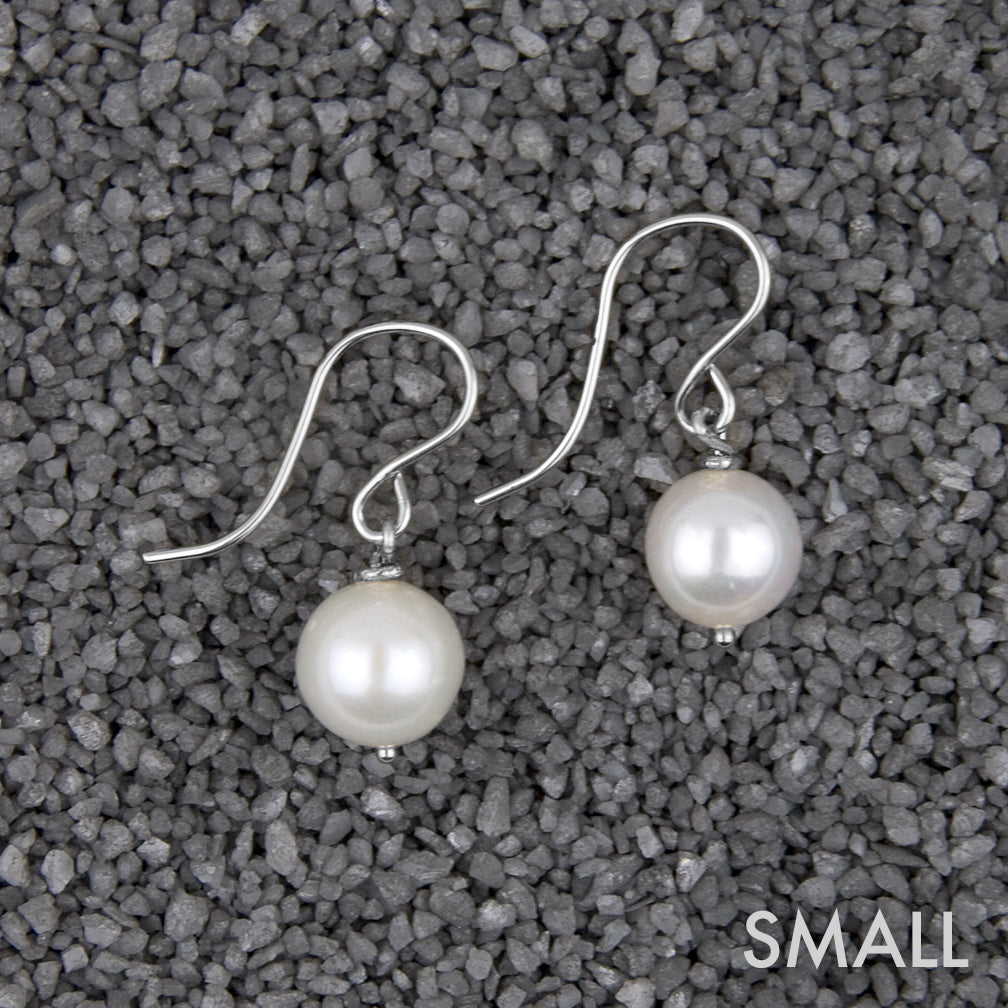 Zina Kao Exclusives Wire Earrings: Pearl Solitaire, Silver