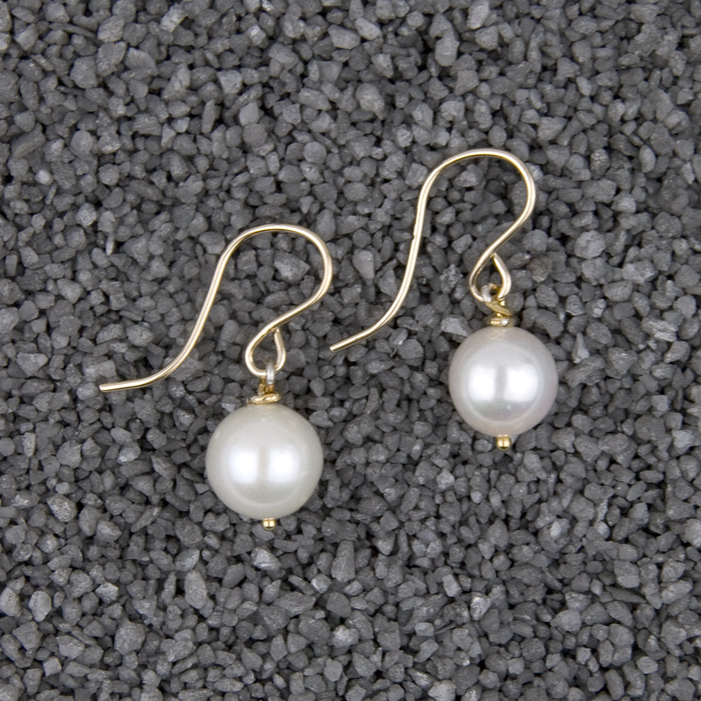Zina Kao Exclusives Wire Earrings: Pearl Solitaire, Gold