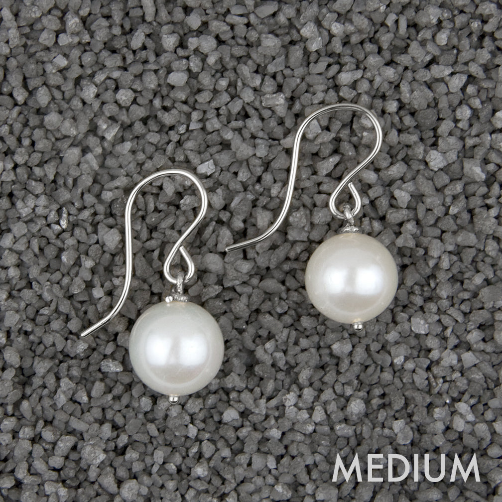 Zina Kao Exclusives Wire Earrings: Pearl Solitaire, Silver