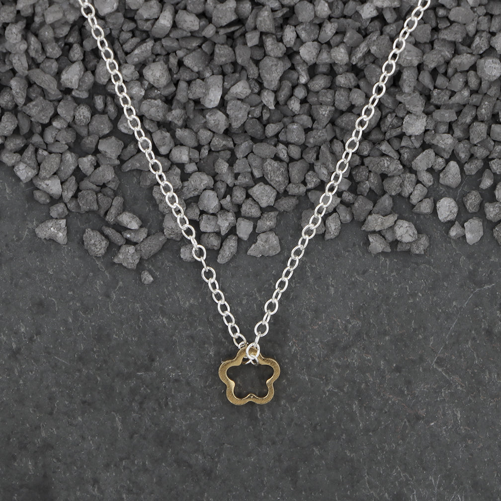 Zina Kao Exclusives Necklace: Itty Bitty Daisy, Gold with Silver Chain