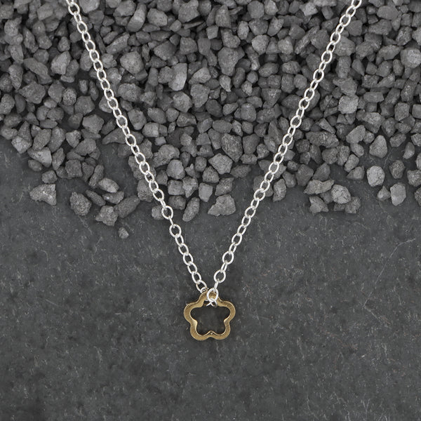 Zina Kao Exclusives Necklace: Itty Bitty Daisy, Gold with Silver Chain