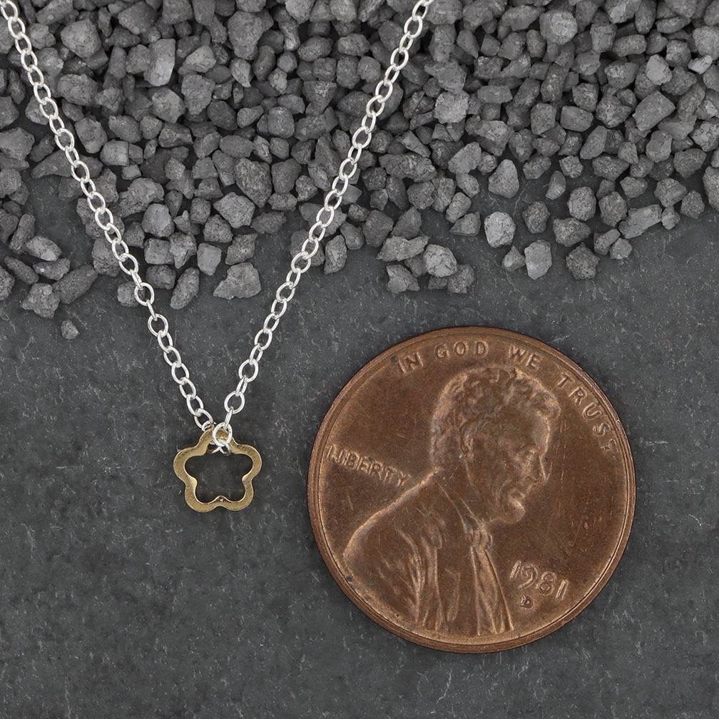 Zina Kao Exclusives Necklace: Itty Bitty Daisy, Gold with Silver Chain