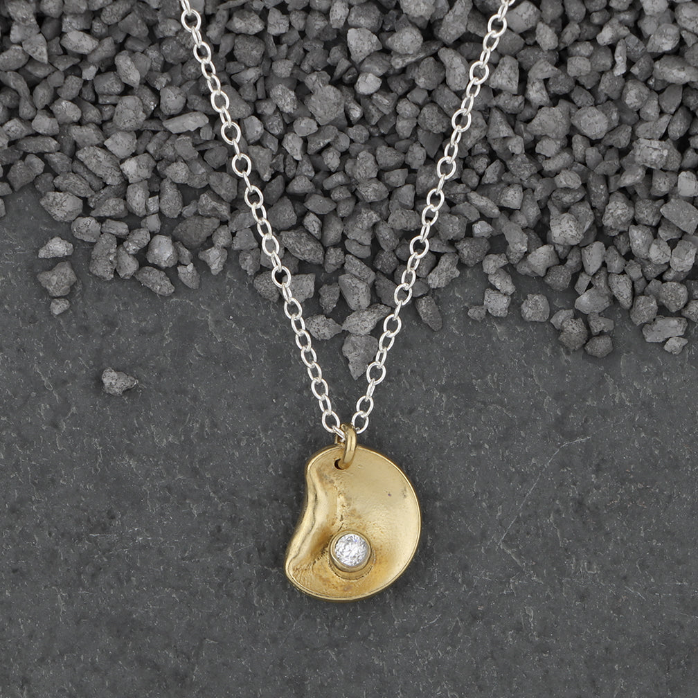 Zina Kao Exclusives Necklace: Itty Bitty Oyster with Gem, Gold with Silver Chain