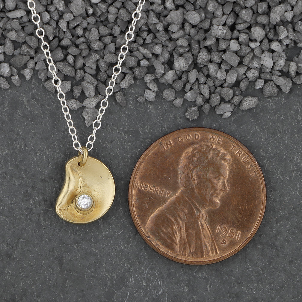 Zina Kao Exclusives Necklace: Itty Bitty Oyster with Gem, Gold with Silver Chain